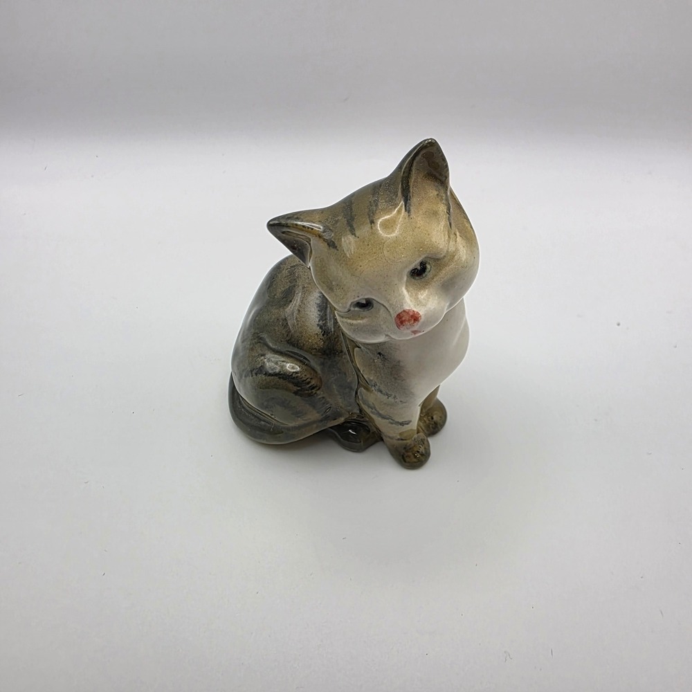 Beswick England Vintage Ceramic Tabby Cat Kitten Figurine Glossy Hand Painted